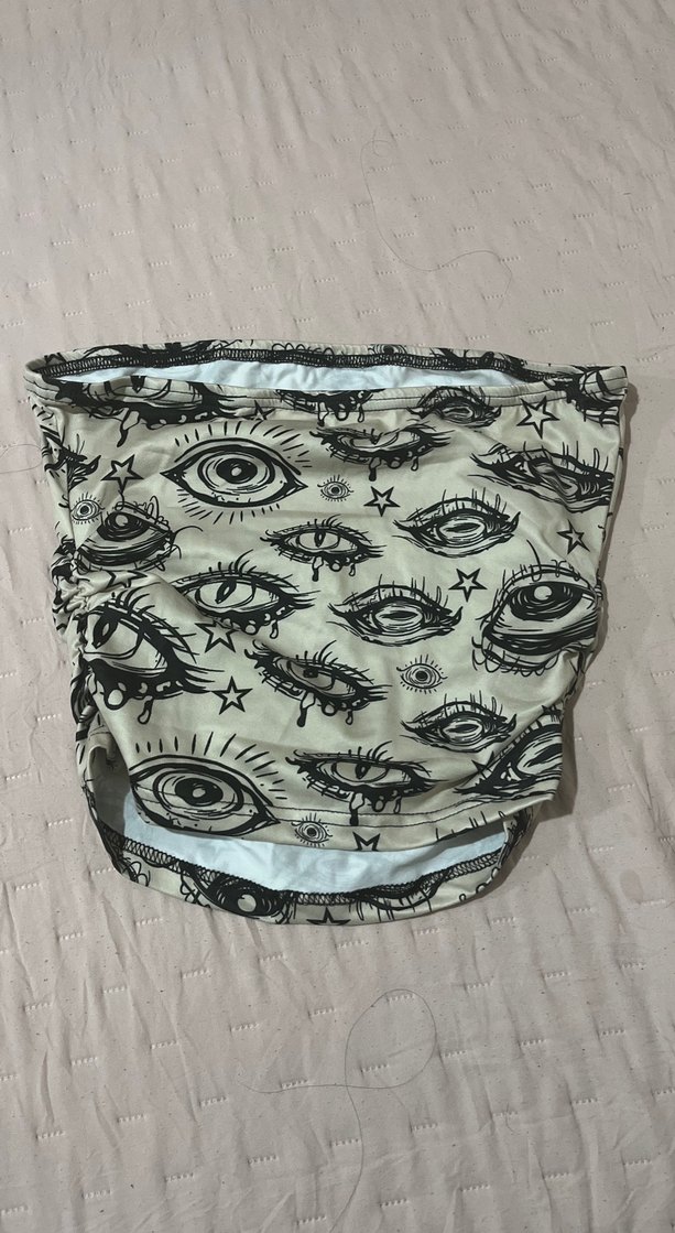 Göz Baskılı Straplez crop - Görsel 2