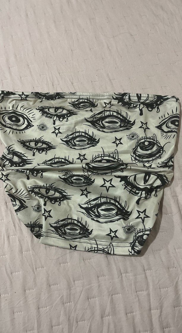 Göz Baskılı Straplez crop - Görsel 3