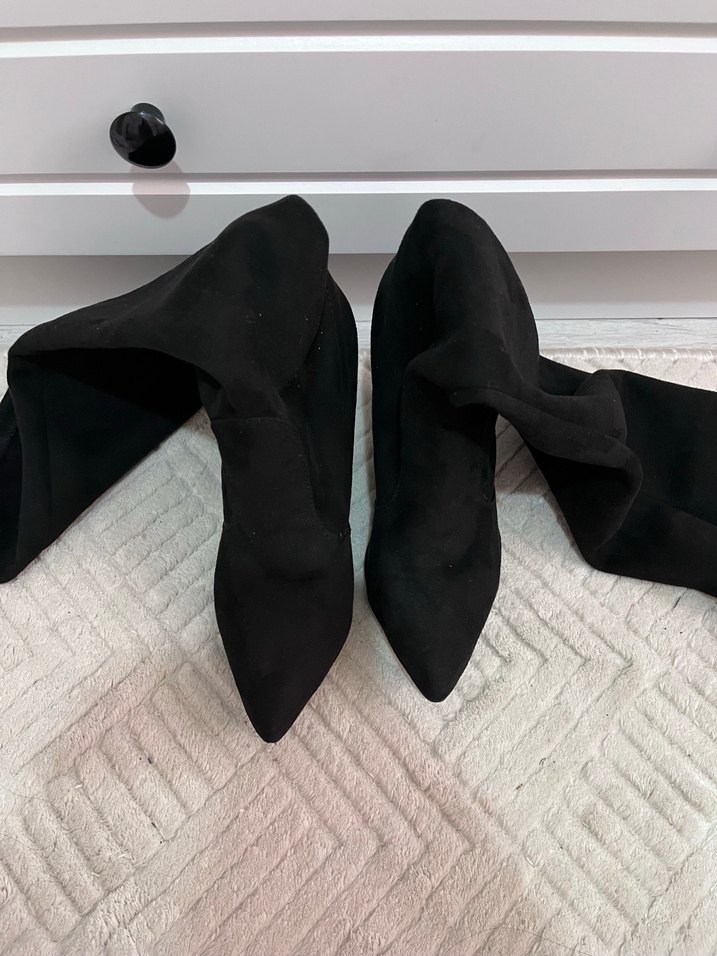 Siyah Süet Topuklu Çizme - Görsel 5