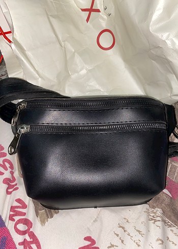 Siyah Deri Kemerli Kadın Çapraz Çanta - Görsel 2