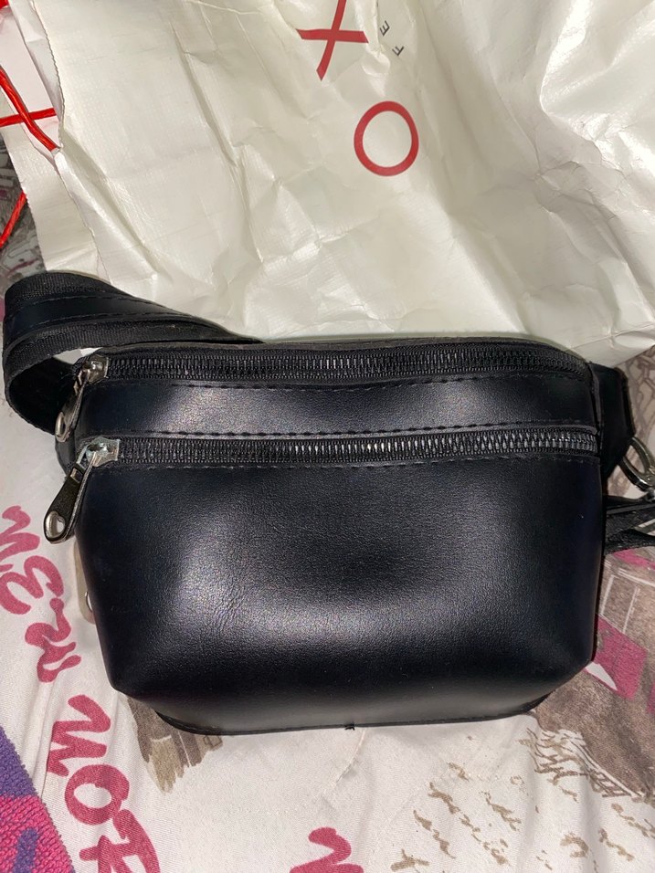 Siyah Deri Kemerli Kadın Çapraz Çanta - Görsel 2