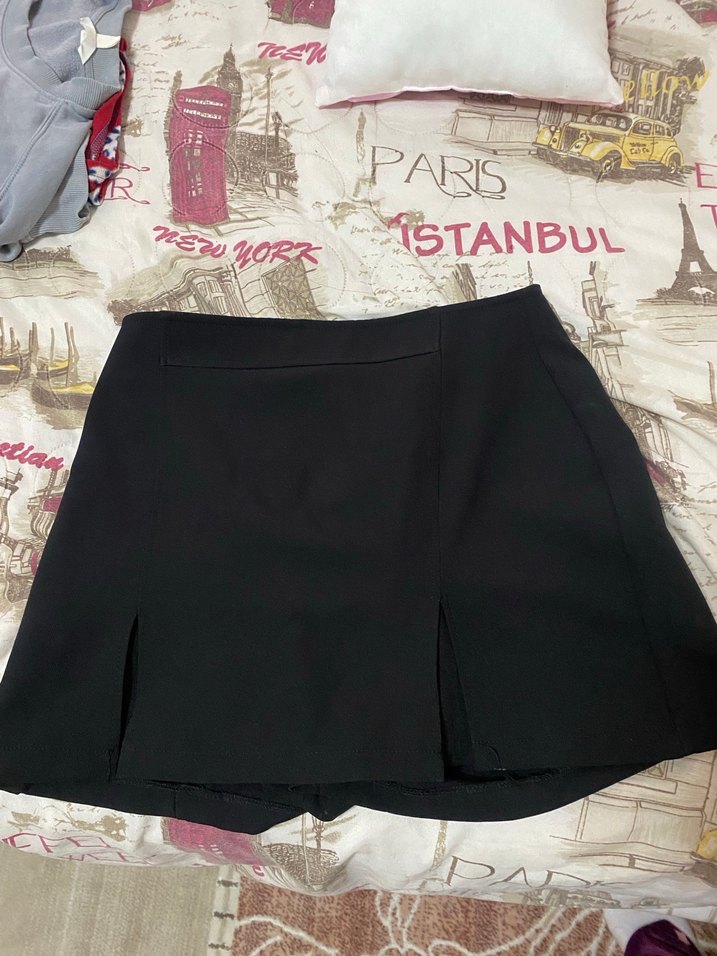 Siyah Pilili Mini Gotik şort etek - Görsel 3