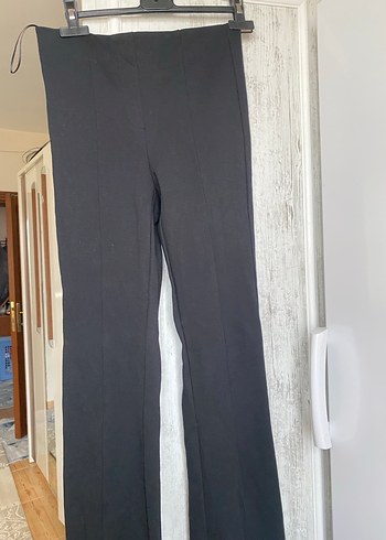 Siyah Midi Kadın İspanyol Paça Pantolon - Görsel 3