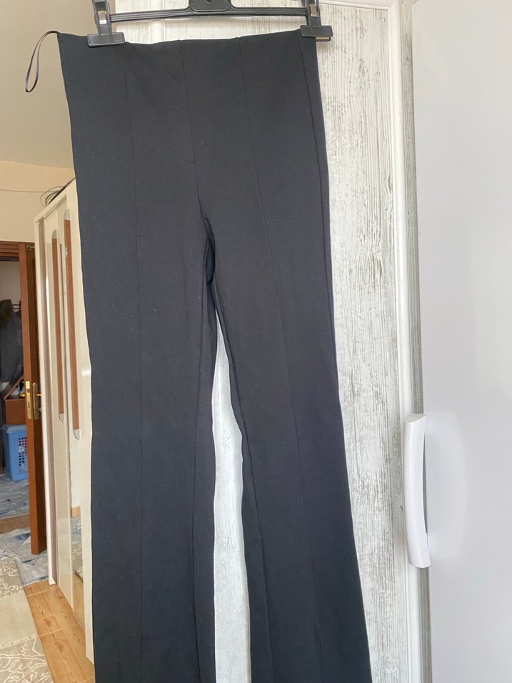 Siyah Midi Kadın İspanyol Paça Pantolon - Görsel 3