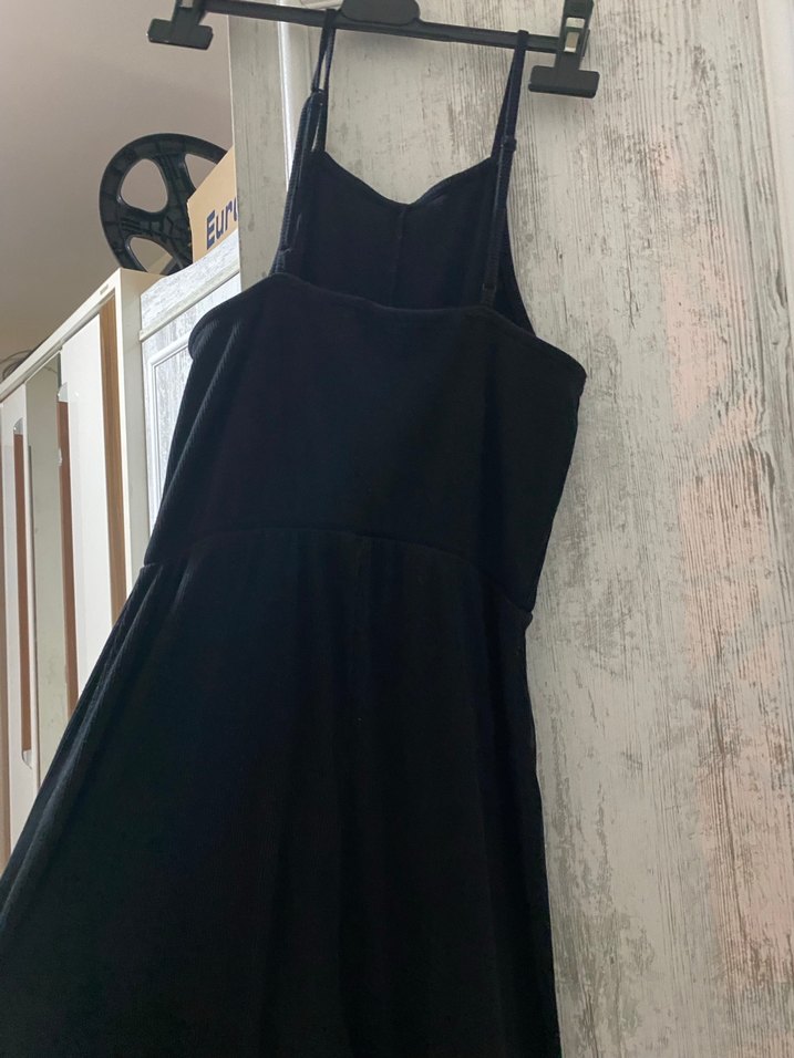 Siyah İnce Askılı Midi Kadın Tulum - Görsel 4