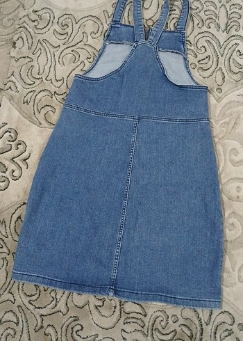 Kadın Mavi Denim Fermuarlı Midi Salopet - Görsel 2