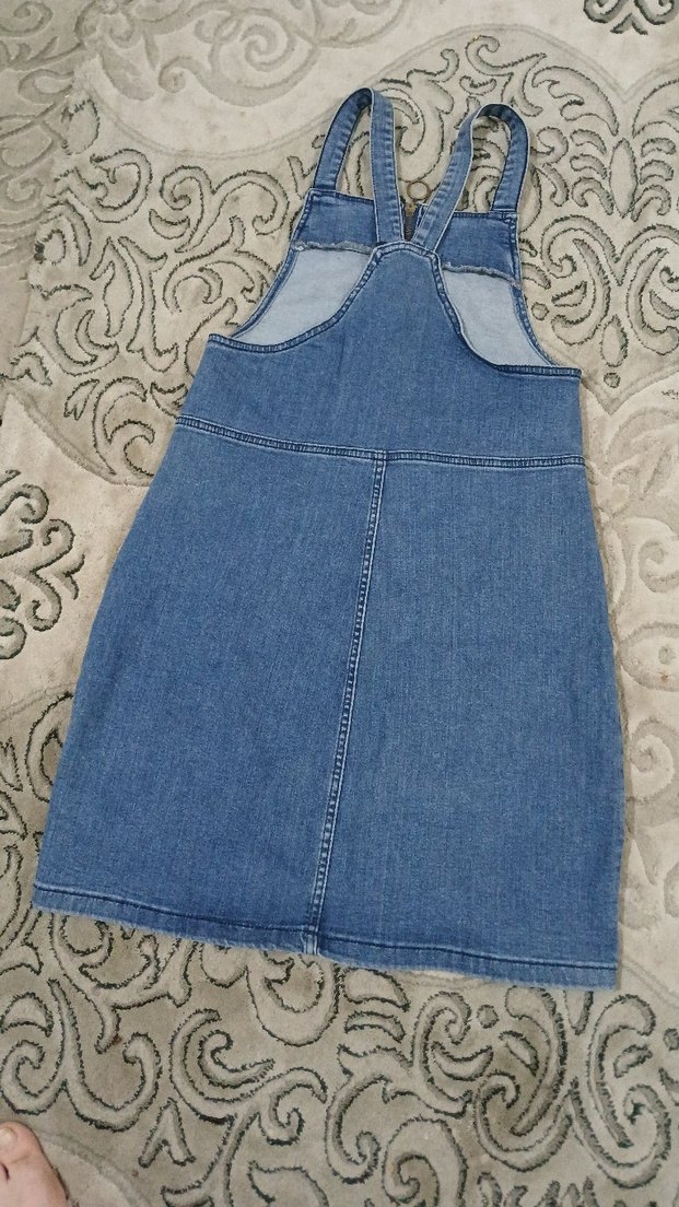 Kadın Mavi Denim Fermuarlı Midi Salopet - Görsel 2