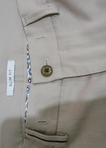 Düğmeli Bej Erkek Ofis Pantolonu - Görsel 8