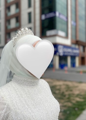 40 Beden Uzun Kollu Yüksek Yakalı Prenses Gelinlik