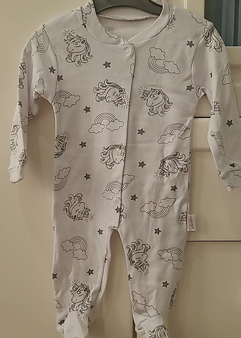Uzun Kollu Gri Baskılı Beyaz Bebek Body