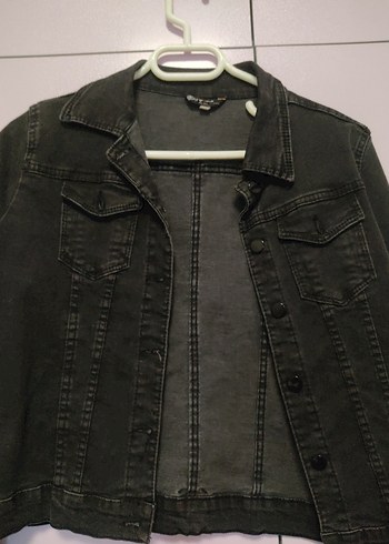 Diğer Düğmeli Siyah Kadın Denim Ceket