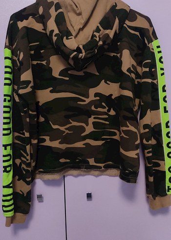 m Beden Kamuflaj Desenli Kadın Sweatshirt