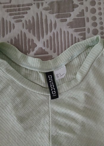 H&M Bej Kısa Kollu Fitted Mini Keten Bluz