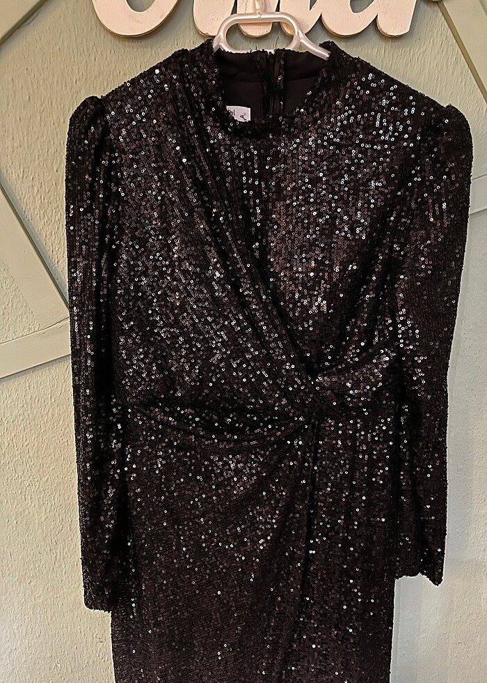 Siyah Payetli Tesettür Abiye - Görsel 2