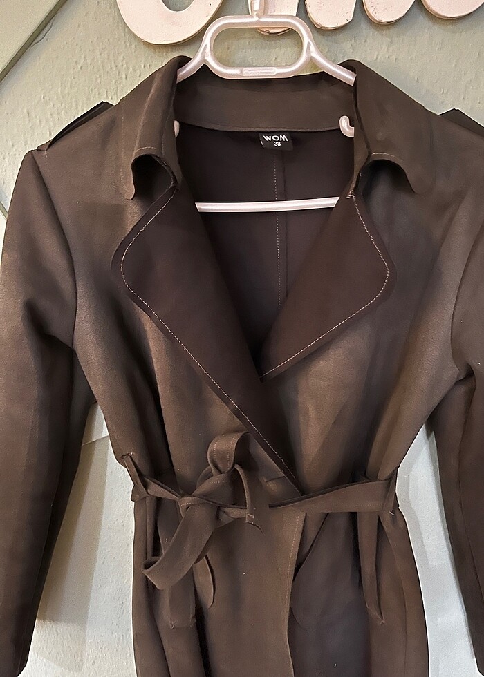 Haki Süet Trençkot - Görsel 3