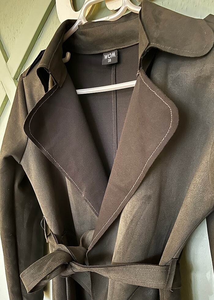 Haki Süet Trençkot - Görsel 4