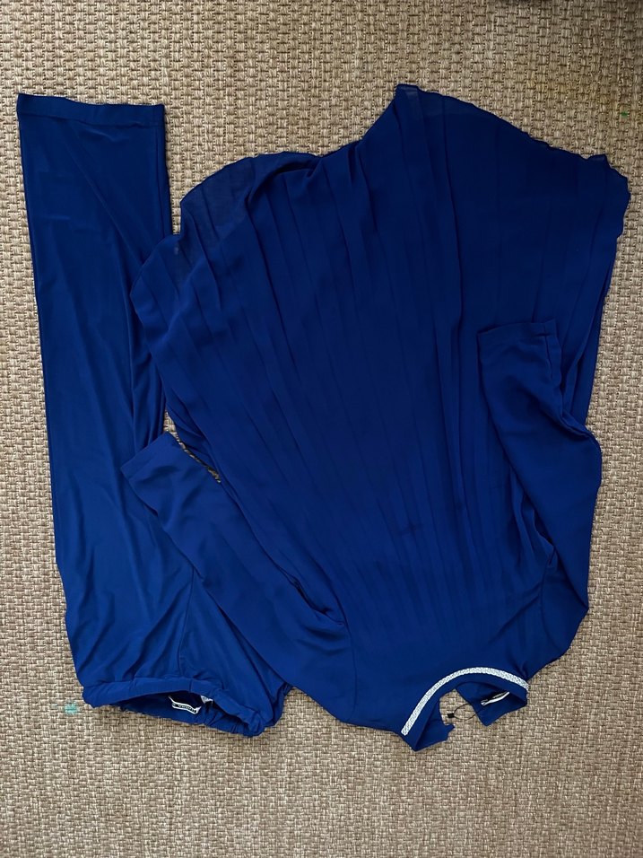 Saks Mavi Piliseli Uzun Kollu Tesettür takım - Görsel 5