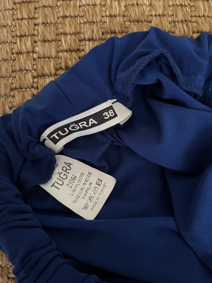 Saks Mavi Piliseli Uzun Kollu Tesettür takım - Görsel 4