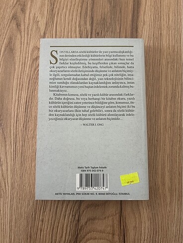 Sözlü ve Yazılı Kültür sözün teknolojileşmesi - Walter J. Ong