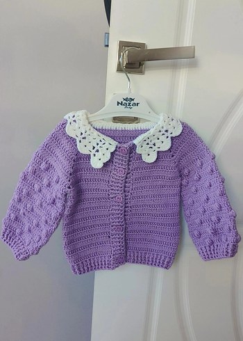 Kız Çocuk Lila Örgü Hırka - Görsel 3