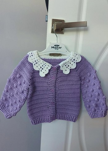 Kız Çocuk Lila Örgü Hırka - Görsel 4