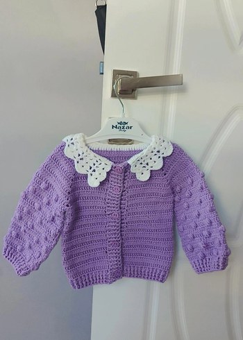 Kız Çocuk Lila Örgü Hırka - Görsel 2