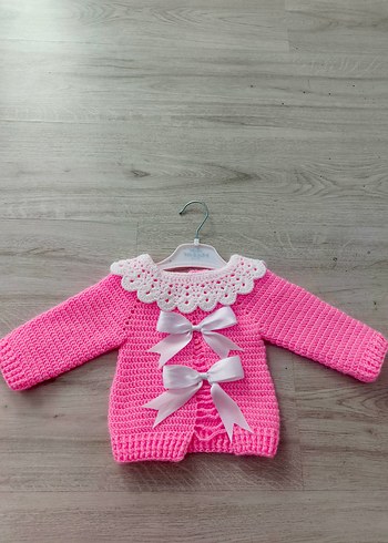 Pembe Örgü Kız Çocuk Kazak - Görsel 2