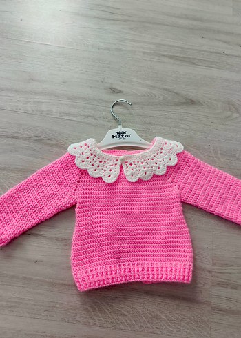 Pembe Örgü Kız Çocuk Kazak - Görsel 3