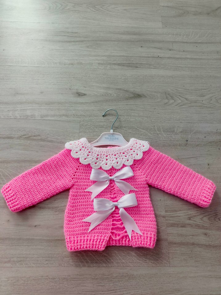 Pembe Örgü Kız Çocuk Kazak - Görsel 2