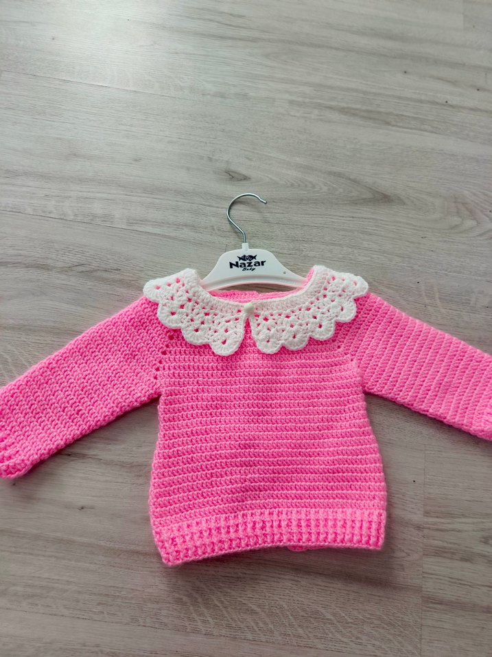 Pembe Örgü Kız Çocuk Kazak - Görsel 3