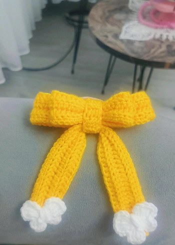 Sarı Örgü Fiyonk Saç Aksesuarı