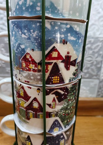 Kış Temalı 4'lü Seramik Kupa Seti - Görsel 3