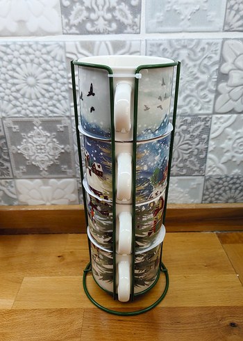 Kış Temalı 4'lü Seramik Kupa Seti - Görsel 7