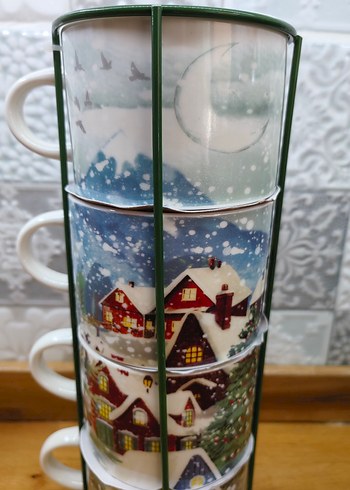 Kış Temalı 4'lü Seramik Kupa Seti - Görsel 5