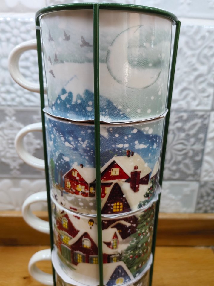 Kış Temalı 4'lü Seramik Kupa Seti - Görsel 5