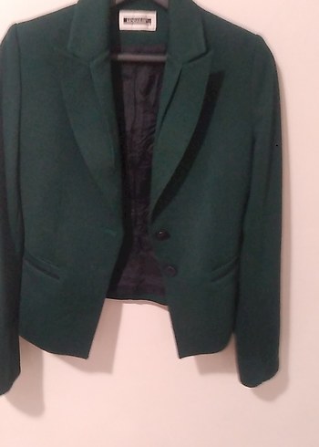 38 Beden Kadın Yeşil Süet Mini Blazer Ceket