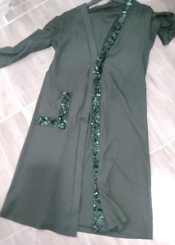 l Beden yesil Uzun Kollu Gevşek Kesim Kadın takim
