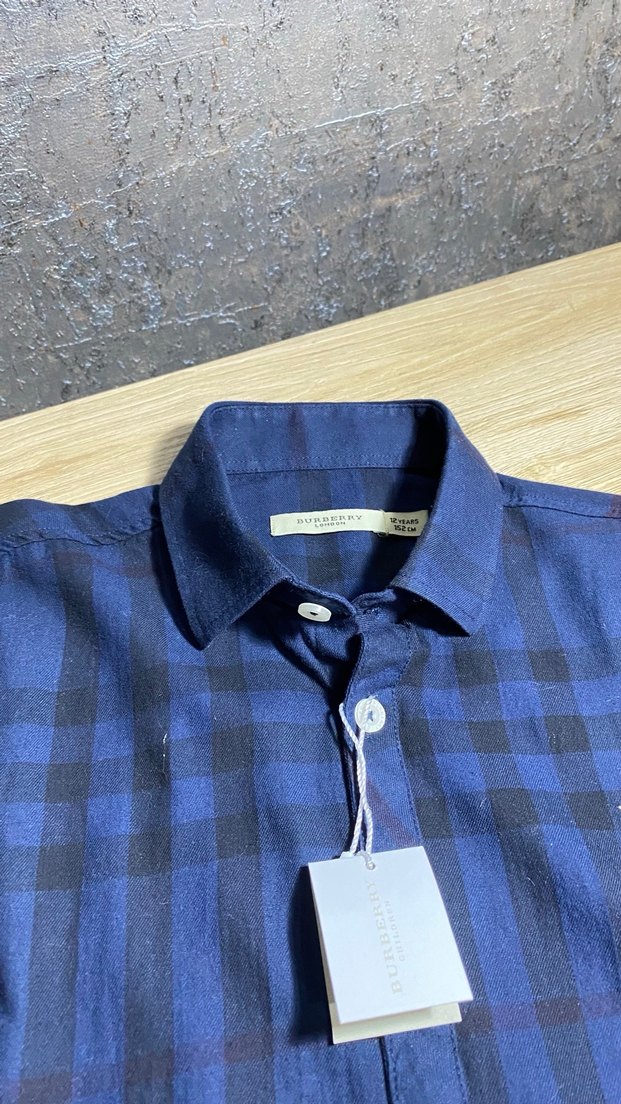Burberry 12 Yaş Lacivert Keten Gömlek - Görsel 4