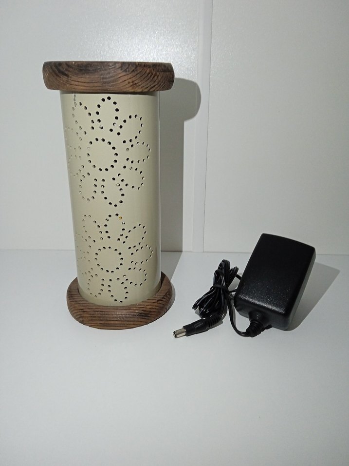 Çiçek Desenli Bej Gece Lambası (Led ışıklı) - Görsel 2