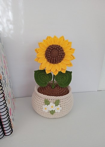 El Örgüsü Ayçiçeği Saksı - Görsel 5