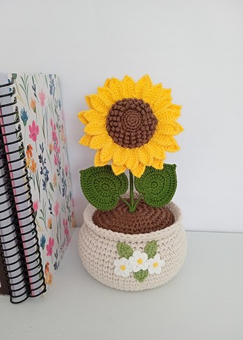 El Örgüsü Ayçiçeği Saksı - Görsel 6