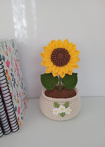 El Örgüsü Ayçiçeği Saksı - Görsel 4