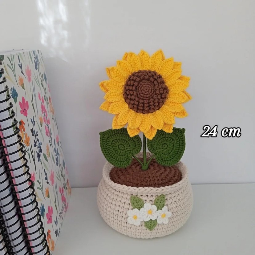 El Örgüsü Ayçiçeği Saksı - Görsel 3