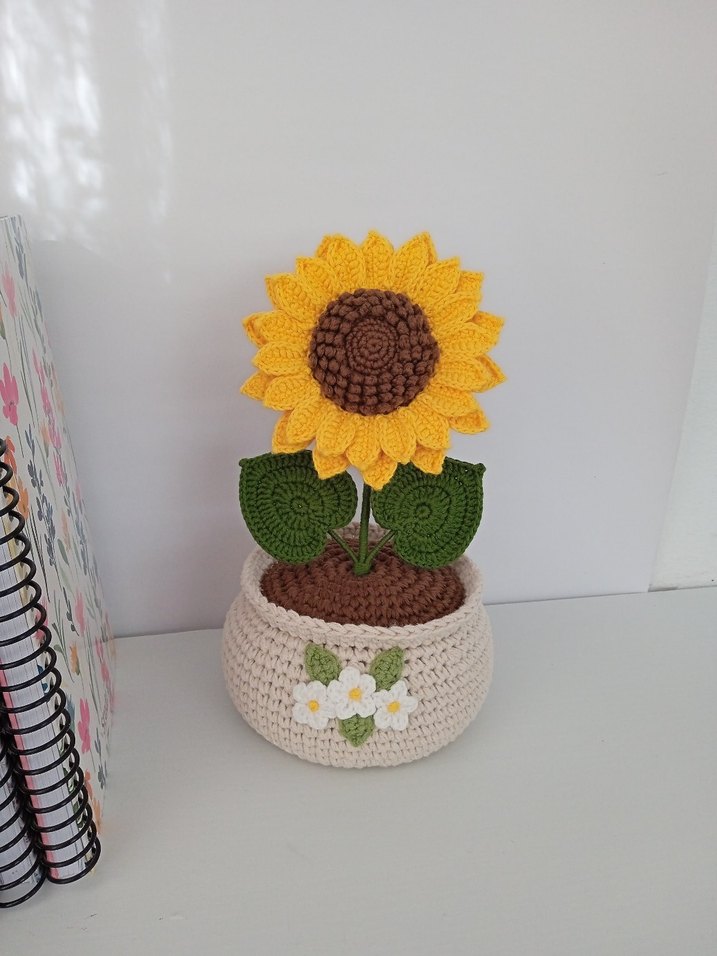 El Örgüsü Ayçiçeği Saksı - Görsel 5