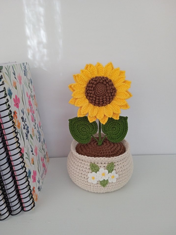 El Örgüsü Ayçiçeği Saksı - Görsel 4