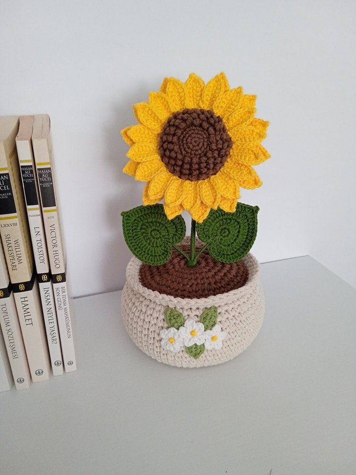 El Örgüsü Ayçiçeği Saksı - Görsel 2