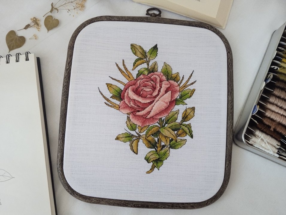 Kanaviçe Gül Çerçevesiz - Görsel 2