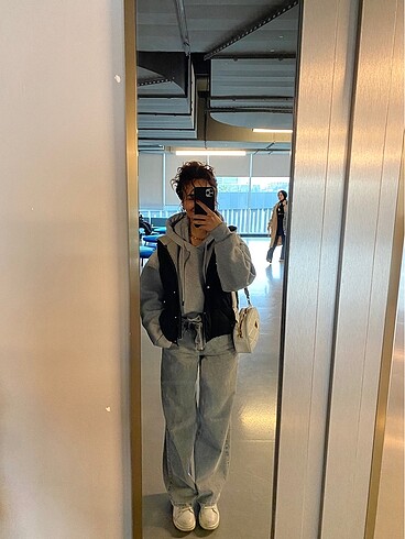 Gri Wide Leg Pantolon
