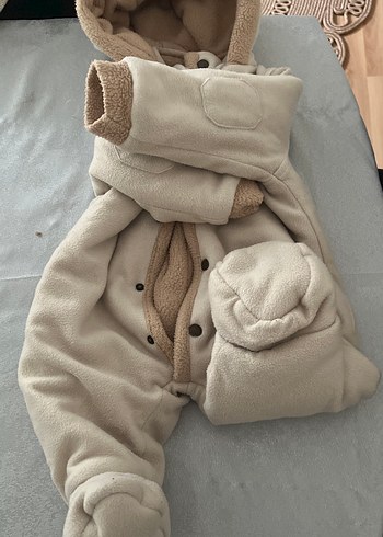 Kürklü Bebek  Tulumu Krem - Görsel 3