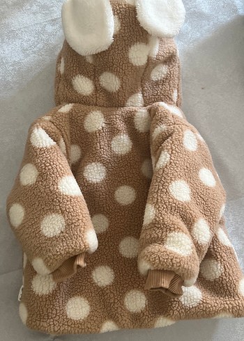 Kahverengi Puantiyeli Bebek Kapüşonlu Ceket - Görsel 2